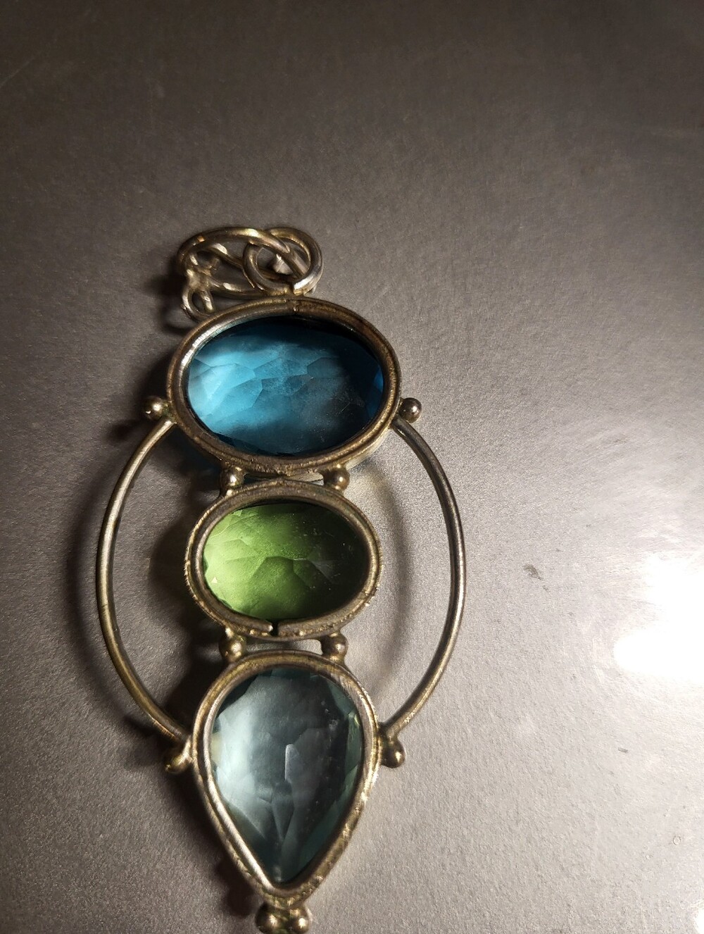 Blue Topaz, Perodot& Aquamarine Pendant - Picture 3 of 3